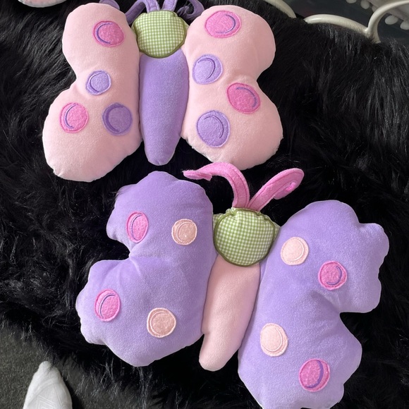 Set of 4 Plush Velour Pink & Purple Butterflies - Picture 3 of 7